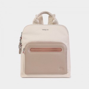 Beige Women's Hedgren Latte Backpacks | ZJC6744DP