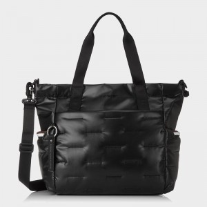 Black Women's Hedgren Puffer Tote Bags | KYA3444HG