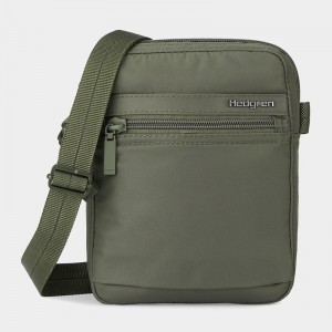 Dark Green Women's Hedgren Rush Crossbody Bags | PNJ8467QE