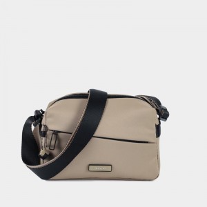 Grey Beige Women's Hedgren Neutron Small Crossbody Bags | IQB8046OY