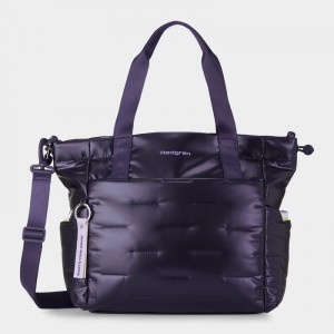 Purple Deep Blue Women's Hedgren Puffer Tote Bags | DTH9554WO