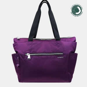 Purple Women's Hedgren Margaret Sustainably Made Tote Bags | DYX1012ZA