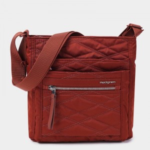 Red Brown Women's Hedgren Quilted Orva Rfid Crossbody Bags | ZKU1220CH