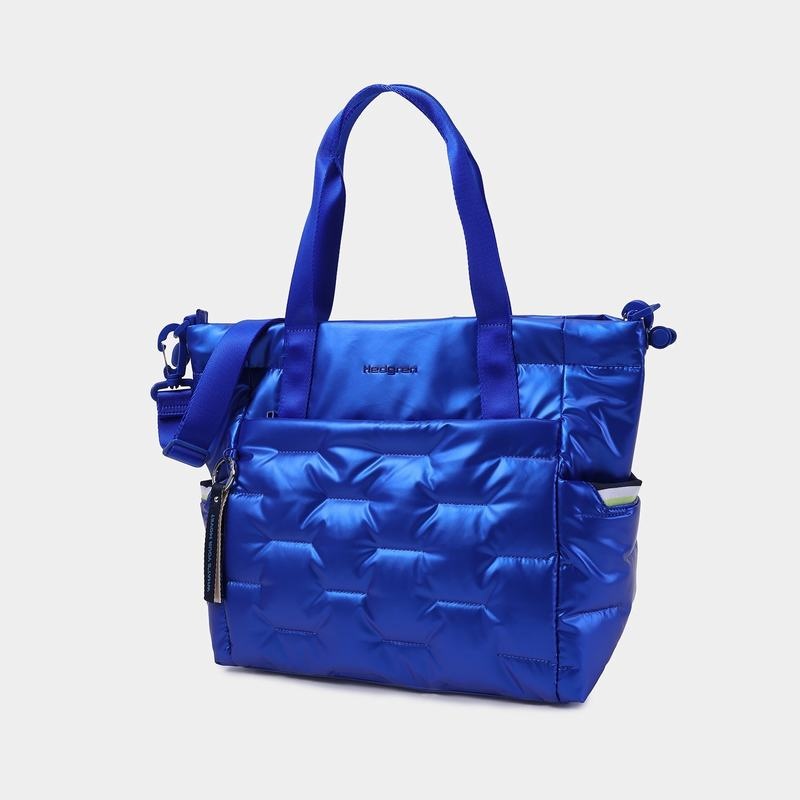 Blue Women's Hedgren Puffer Tote Bags | WGA8373AZ