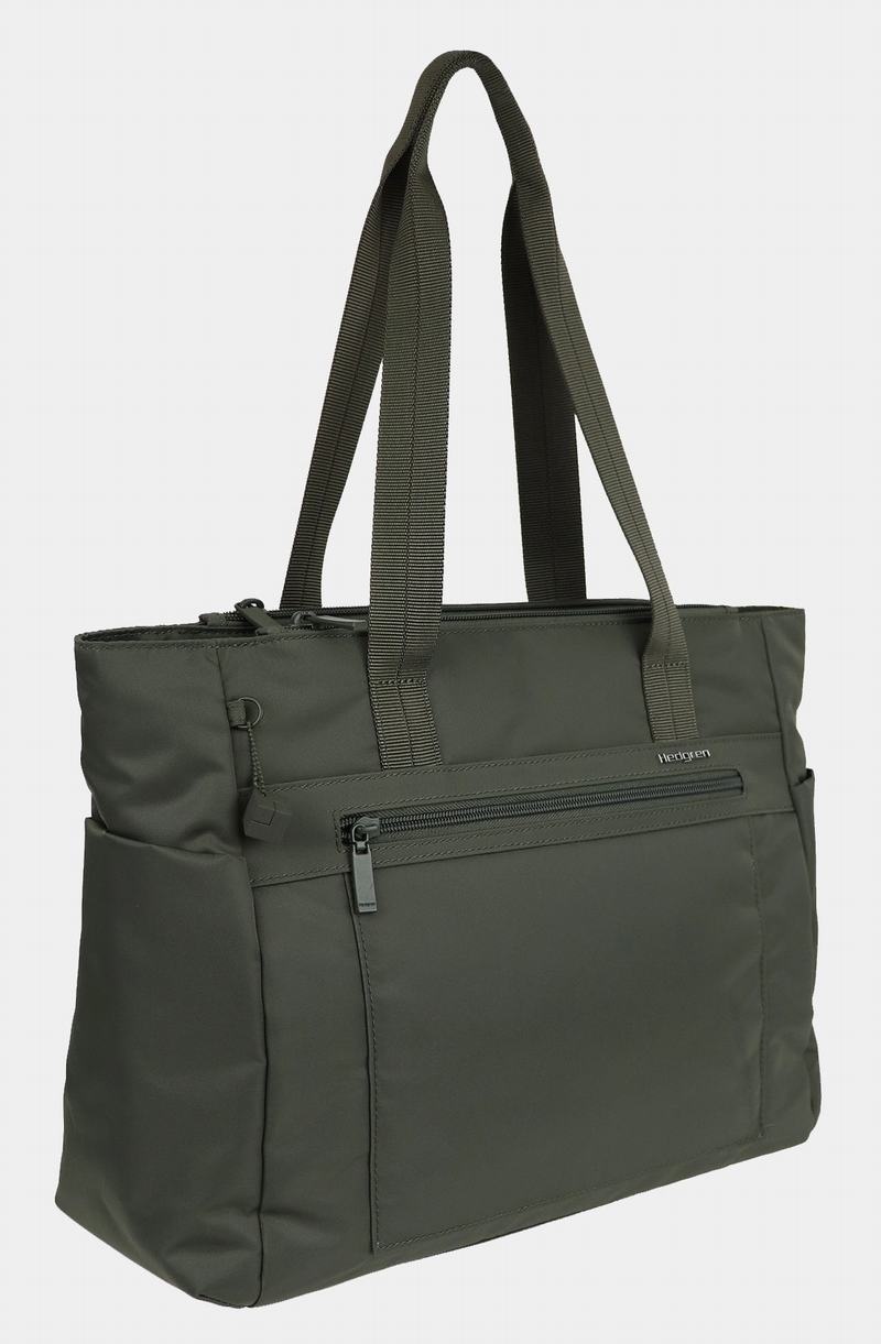 Dark Green Women's Hedgren Achiever Tote Bags | POY2385KG