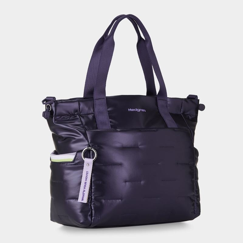 Purple Deep Blue Women's Hedgren Puffer Tote Bags | DTH9554WO