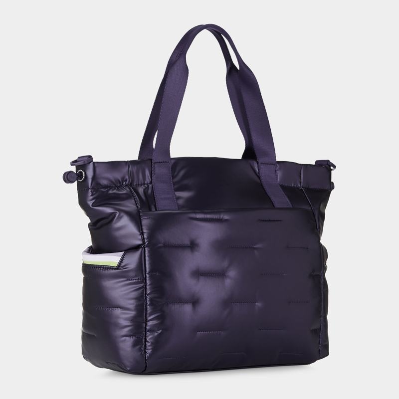 Purple Deep Blue Women's Hedgren Puffer Tote Bags | DTH9554WO