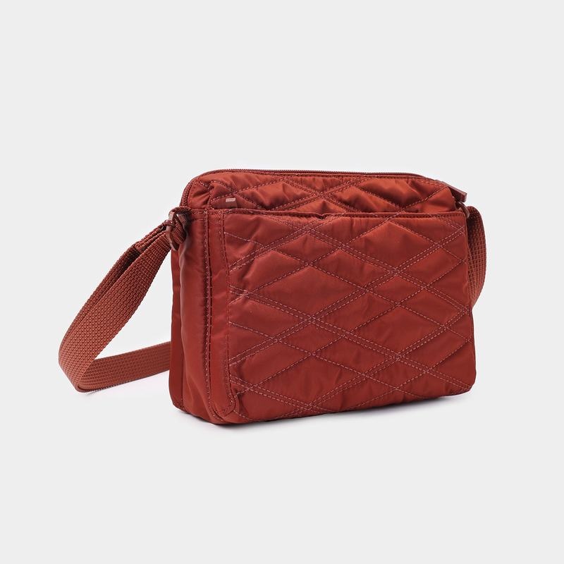 Red Brown Women's Hedgren Quilted Eye Rfid Shoulder Bags | RKM3243GL