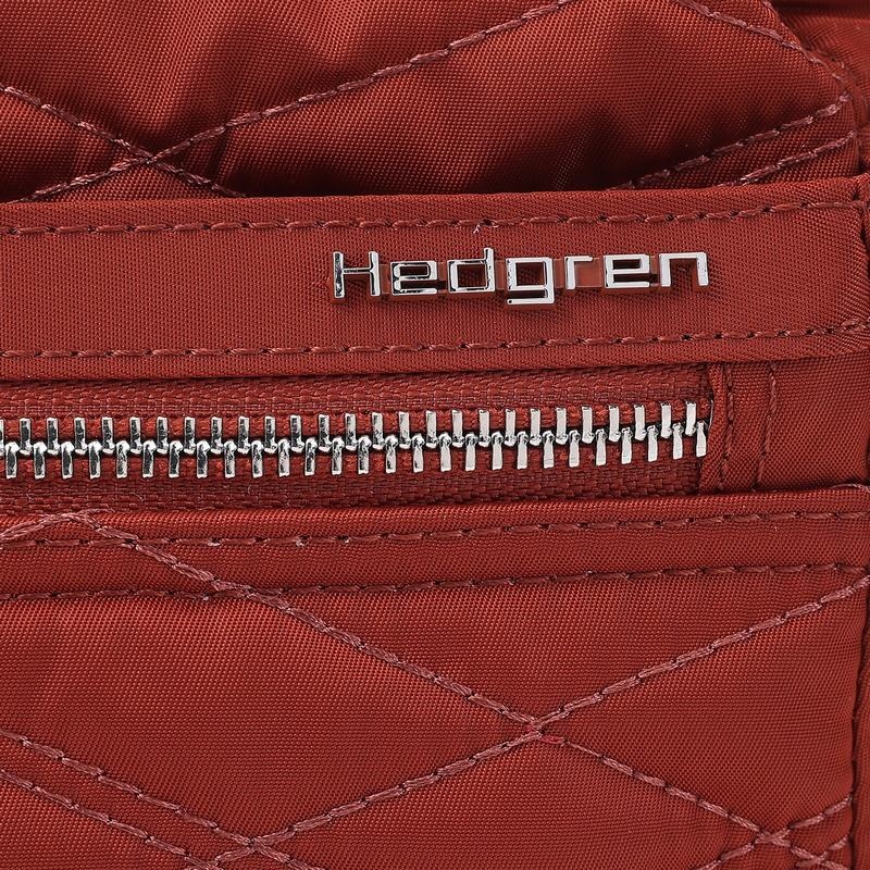 Red Brown Women's Hedgren Quilted Eye Rfid Shoulder Bags | RKM3243GL