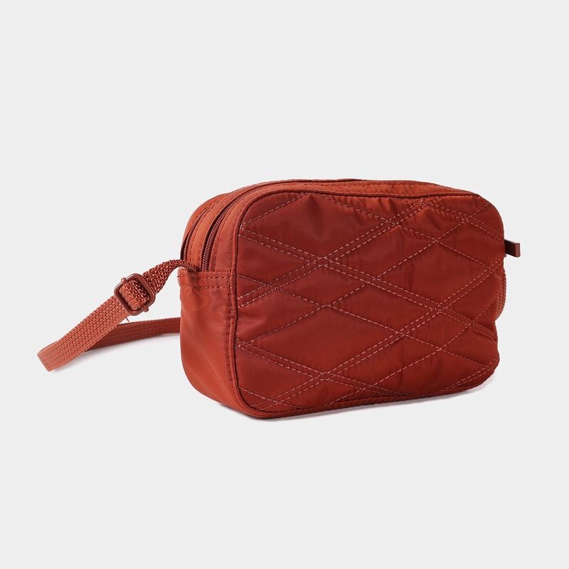 Red Brown Women's Hedgren Quilted Maia Mini Rfid Crossbody Bags | QRY277EX