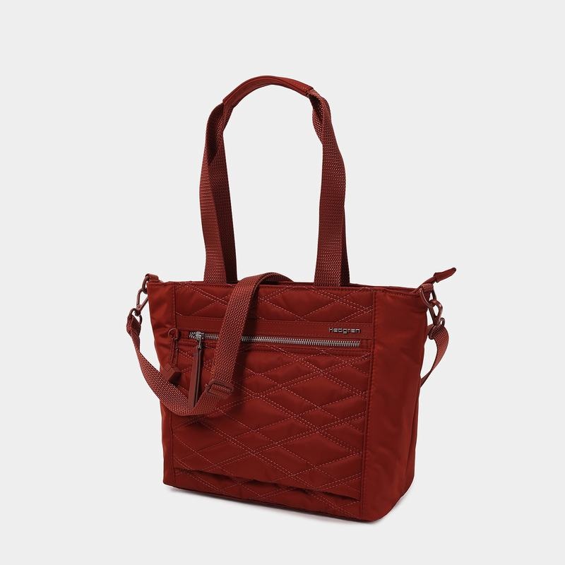 Red Brown Women's Hedgren Zoe Medium Rfid Tote Bags | WWN7443HK